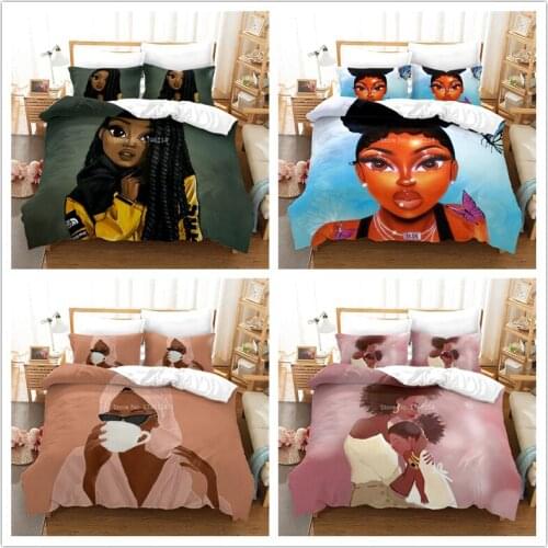 2/3pcs Sexy Fashion African Woman Girl Duvet Cover Set Twin Full Queen King Size Bedding Set 3D Cartoon Bed Linens Home Textile