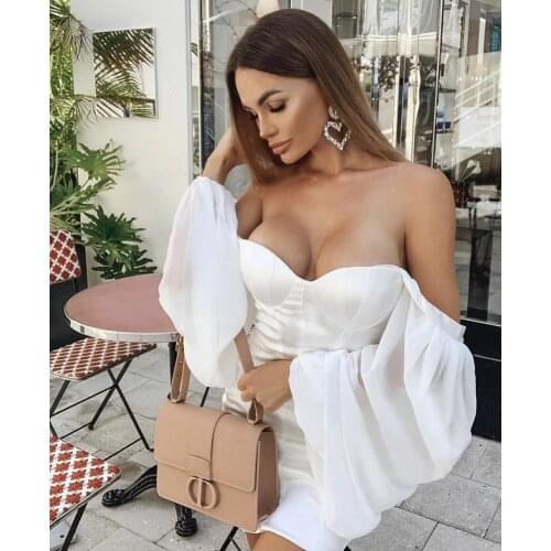 2020 Women Sexy Lace Mesh White Bandage Dress Elegant Ladies Designer Prom Celebrity Bodycon Party Dress Vestido