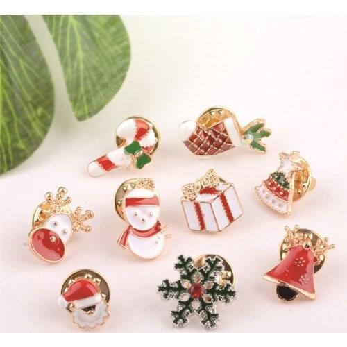 3 Pcs Christmas Elements Enamel Brooches Pin Festival Clothes Bags Brooches Pins Gifts For Women Fashion Jewelry Accessories