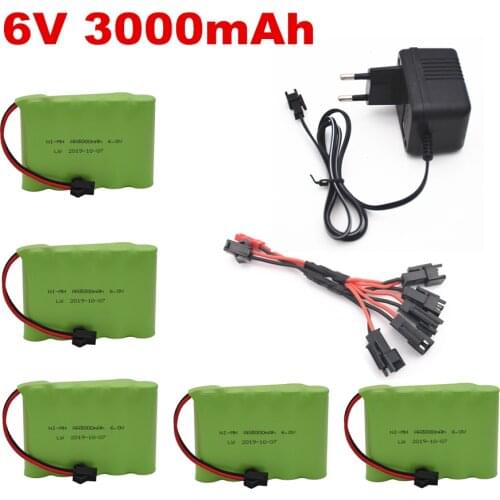 6v 3000mAh Battery with Charger For RC Cars Robots Tanks Gun Boats 6v NiMH Battery AA 2400mah 6v Rechargeable Battery Pack