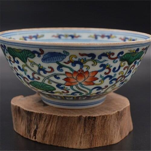 Antique Collection QingDyansty(YongZhen:1678-1735)porcelian bucket colored lotus pattern bowl