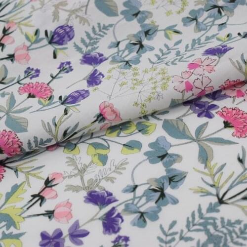 White Garden Print Dress Fabric 100% Cotton Tissus Au MÈTre Vestidos Telas Algodon Estampadas Ткань Для Мебели Скатерть Tecido