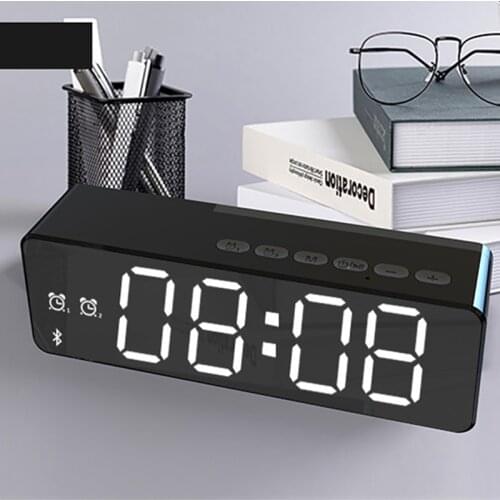 B119 Portable Bluetooth5.0 Speaker Wireless Temperature Support TF With Mirror Alarm Clock Home Decoration Dropshipping
