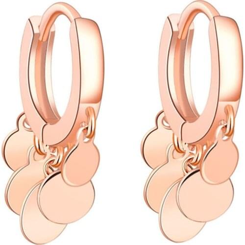 Bohemia Creative Hoop Earrings Rosegold/White Small Wafer Pendants Earrings Huggies Simple Charming Ear Piercing Jewelry