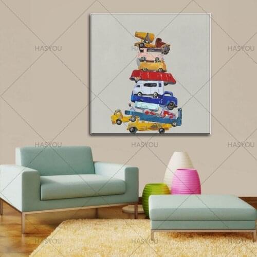 Large Hand painted Modern Abstract Oil Painting on Canvas car painting for Living Room Wall Art Home Decoration childrens Gift