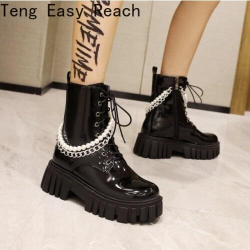 Chelsea Boots 2021 Female Motorcycle Boots Thick Heels Ankle Boot for Women Round Toe Winter Shoes Women Flat Platform Boots 41