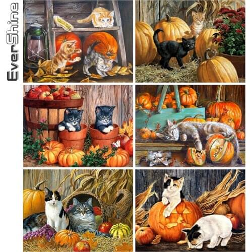 Evershine 5D DIY Diamond Embroidery Cat Craft Kit Diamond Painting Dog Animals Cross Stitch Mosaic Halloween Decoration