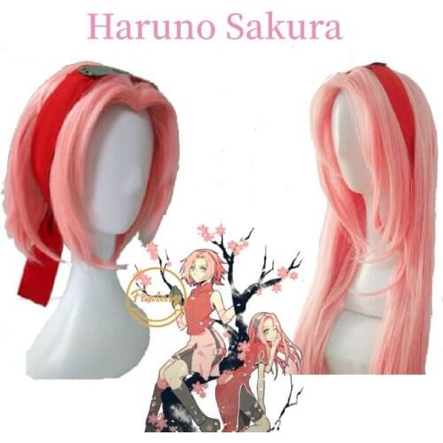 Haruno Sakura Cosplay Short Pink Straight Heat Resistant Synthetic Hair Wig +Free Wig Cap