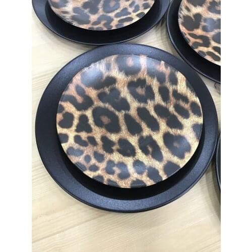 Keramika 6 Personality Breakfast team 12 Piece Leopard Pattern Matte Black