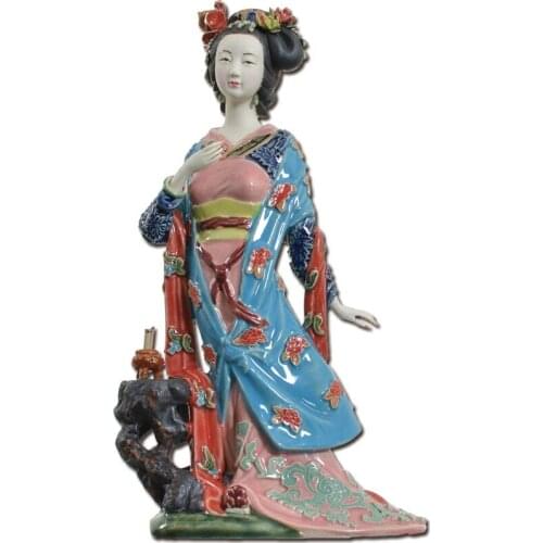 Chinese Shiwan Art Pottery Handmade Ceramic Four Beauties Of Ancient Chinese Diau Charn Sculpture Living Room Decorations X3263