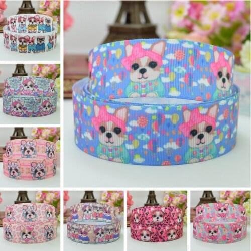 SUPWRF 16 22mm 38 50 75mm Dog Cartoon Printed grosgrain ribbon hair bow DIY hair accessories decoration 50 Yards B0929