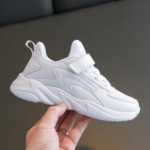 2020 Hot Boys Girls School Shoes Black White Kids Girls Walking Shoes Hook & Loop Children Running Shoes Boy Teenager Sneakers