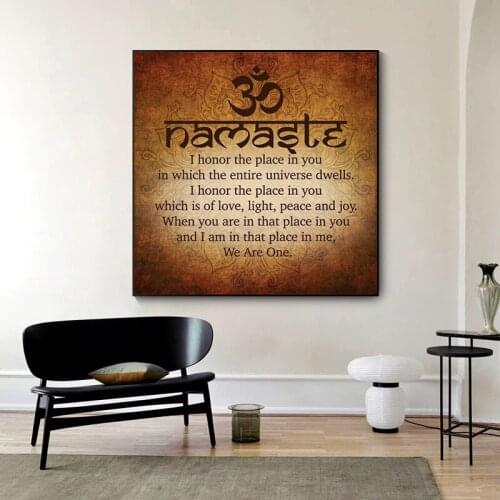 Culturenik Namaste Buddhist Inspirational Spiritual Quote Canvas Painting Posters and Prints Wall Pictures for Living Room Decor