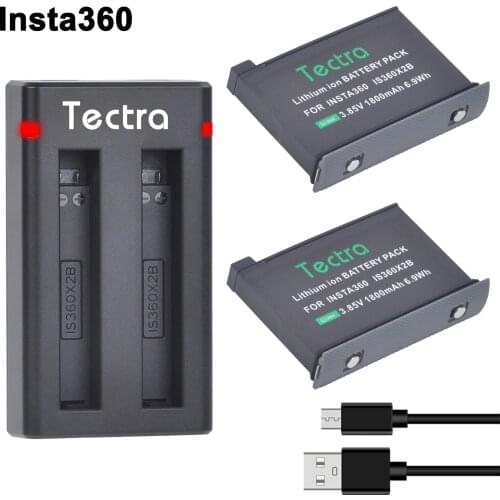 2Pcs 3.85V 1800mAh Rechargeable Battery Li-ion Akku + Dual Charger for Insta360 ONE X2 Camera