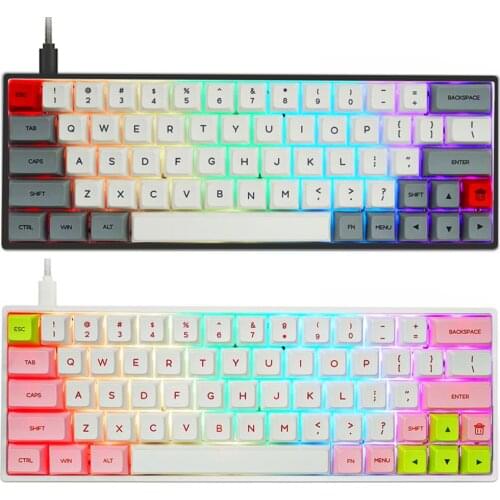 Gk64x gk64 kailh silent red brown switch hot swappable switch Custom Mechanical Keyboard rgb switch leds type c split spacebar