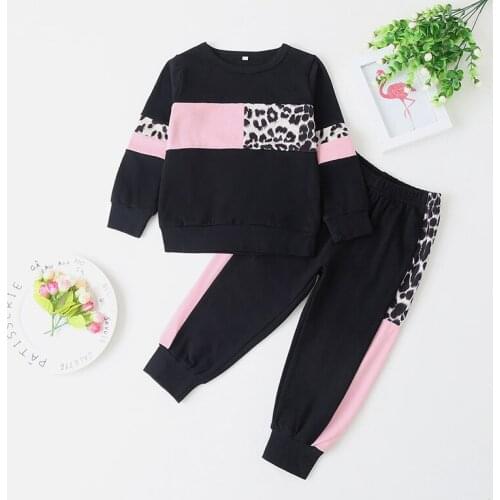 Melario 1 4Y Children Clothing Sets Fashion Spring Baby Girls Leopard Print Sweatshirts Tops and Pants Baby Boys Sports Clothes
