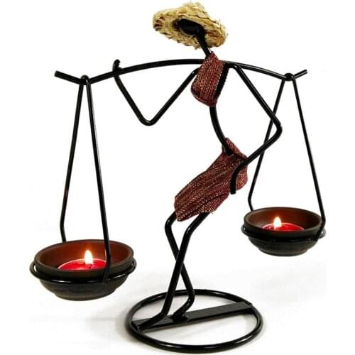 Nordic Metal Candlestick Abstract-Character Sculpture Candle Holder Decor Handmade Figurines Home Decoration Art Gift