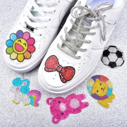 Lovely Rhinestone Panda Football Sunflower Pattern Applique DIY Iron on Embellishments Sticker for Clothes Bags Shoes Patches