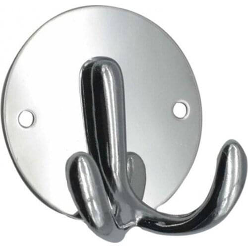 Stainless Steel Wall-Mount Round Double Prongs Door Hook Coats Towels Hanger