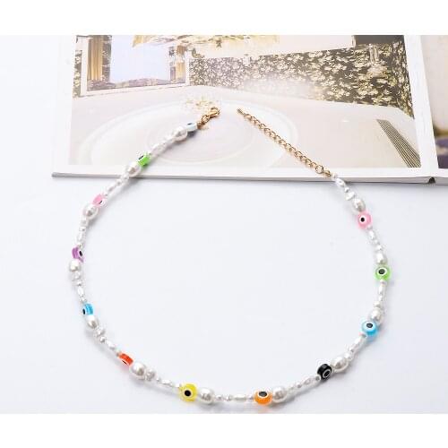 Wholesale 2021 Pearl Necklace Rainbow Elegant Classic Korean Fashion Necklace For Women 2021 Statement Party Neck Chain Shipping