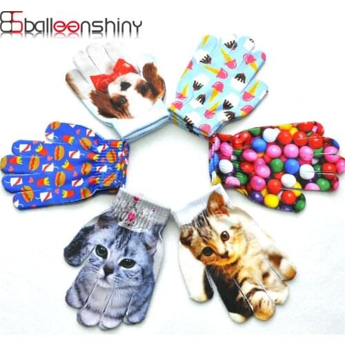 BalleenShiny Kids Printing Gloves 3D Cartoon Animal Full Fingers Mittens Child Funny Cool Glove Gifts For Boys&Girls 7-11Y