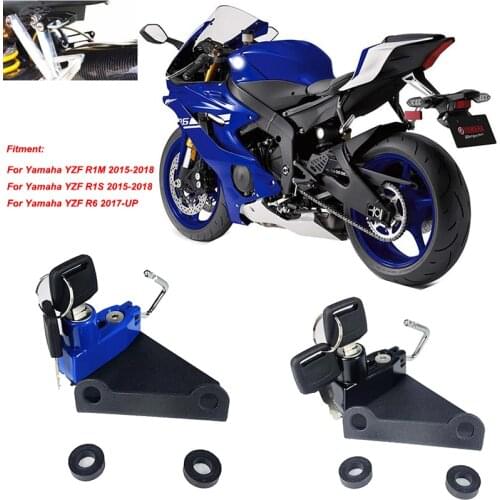 R6 Motorcycle Helmet Lock Mount Hook Side Anti-theft Security Alloy with 2 Keys Fits For Yamaha YZF R1S R1M 15-18,YZF R6 17-19