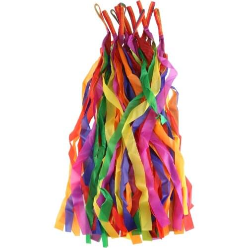 BESTORARD 12pcs Rainbow Ribbon Splice Colorful Gym Streamer Baton Twirling Rod Rhythmic Art Gymnastic Dance Ribbon For Kids