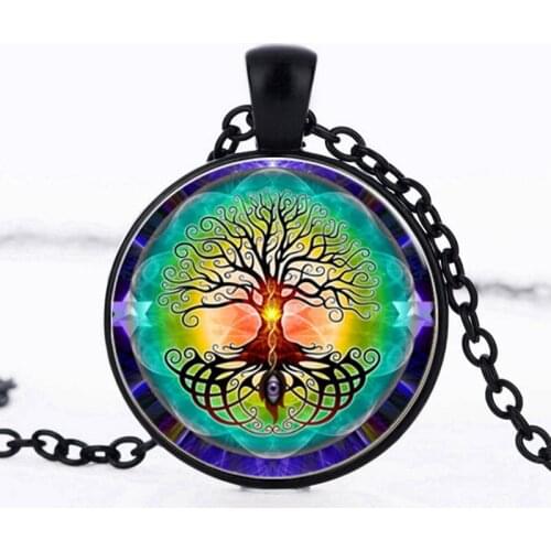 SUTEYI Life tree necklace Evil Eye glass Cabochon necklace pendant necklace gift Choker necklace jewelry for women gift
