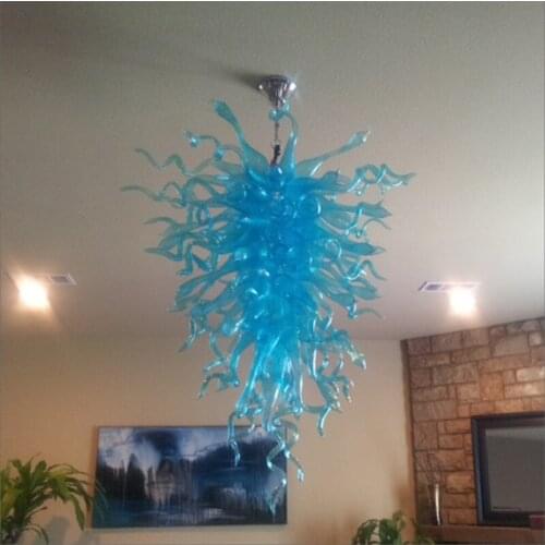 Simple Designed Blown Glass LED Chandelier Big Party Christmas Lights Light Source Modern Blown Glass Long Crystal Chandelier