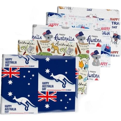 50*145CM Fabric Happy Australia Day Printed Polyester Cotton Twill Fabric Patchwor Printed