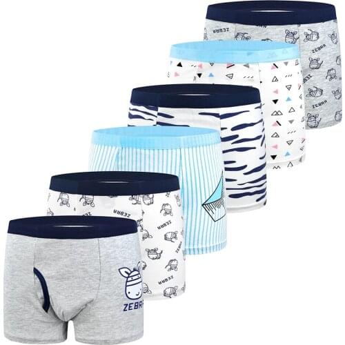 6Pcs/lot teenager kids boys underwear baby boxer briefs soft organic cotton children panties for boy for 2-10years underpants