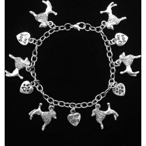 Vintage Silver Dog Paw Prints Heart Angel Wing Hamsa Hand Buddha Ohm Angel Star Bird Bracelets Bangle For Women Jewelry W160