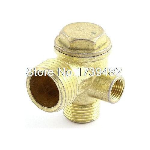21mm 16mm Male Threaded Dia Air Compressor Check Valve Gold Tone