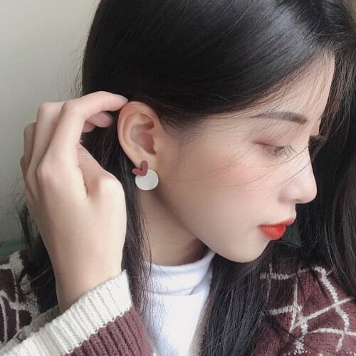 Korean Fashion Grey Earrings Vintage Round Drop Earrings For Women Metal Fashion Statement Dangle Earring 2021 Trend Jewelry