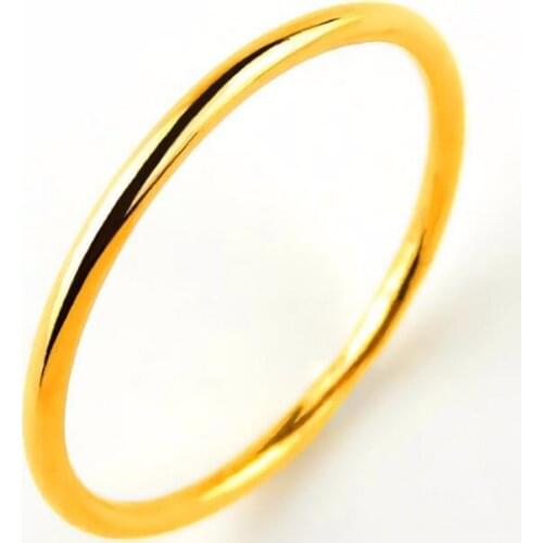 Fashion Authentic 24K Yellow Gold Ring Womens Little Finger Ring Band