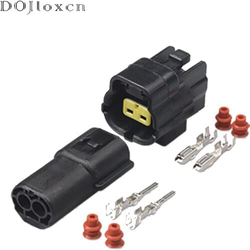 1 Set 2 Pin 1.8 Series Waterproof Wire Black Male Female Connector Auto Wiring Plug With Terminal 174354-2 174352-2