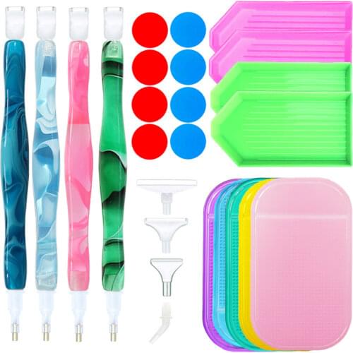 1 Set 5D Diamond Painting Resin Pen Drill Pens Anti-Slip Diamond Painting Mat Cross Stitch Embroidery DIY Craft Tools Kit