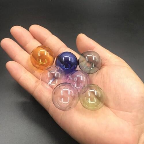 10/20/30/50100/200pcs 25mm Color hollow glass ball with hole round bubble vial glass globe orbs jewelry findings Manicure beads