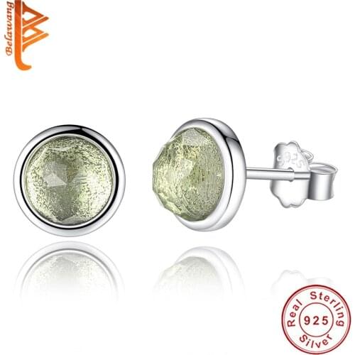 100% Real 925 Sterling Silver August Birthday Gift Droplets Heart Stud Earrings For Women With Royal-Crystal brincos Jewelry