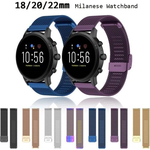 18 20 22mm Milanese Watchband Strap for Garmin Vivoactive 3 Forerunner 645 245 Garmin Vivoactive 4 4S Venu Smart Watch Wristband