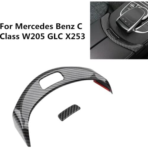 2PCS Car Center Console Armrest Box Buttons Frame Decoration Sticker Trim for Mercedes Benz C Class W205 GLC X253 2015-2020