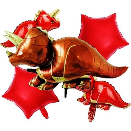 5 Pcs Tyrannosaurus & Mini Tyrannosaurus And Star Balloons Party Supplies, Large Dinosaur Mylar Balloon for Birthday Balloon