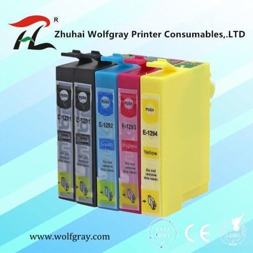 5 Pack Compatible T1295 1291 Ink Cartridges for Epson T1291 T1292 T1293 T1294 for Epson SX420W SX425W SX525WD SX230 Printer