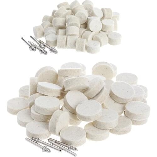 50Pcs 13/25mm Wool Felt Polishing Buffing Wheel Grinding Pad + 4Pcs 3.15 mm Shanks