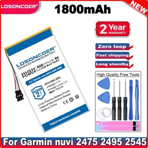 LOSONCOER 1800mAh Battery For Garmin nuvi 2475 2495 2545 2515 2565 2555 2595 GPS