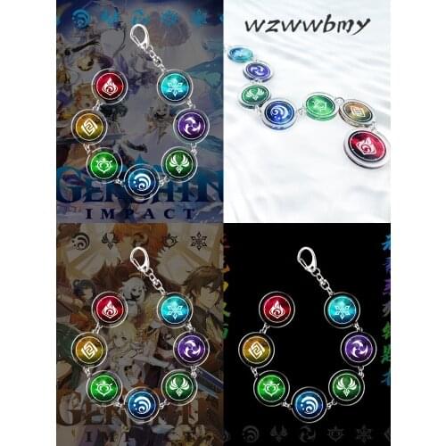 Anime Genshin Impact Keychain Element Vision Gods Eye Keyring Mondstadt Liyue Harbor Accessories Bag Pendant Key Chain Gifts