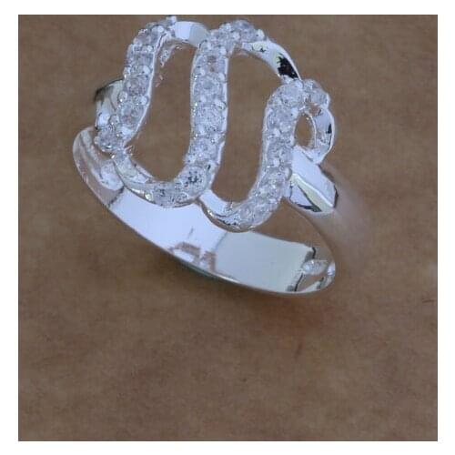 AR044 Hot silver plated Rings for women&men silver 925 jewelry fashion jewelry, Three hook gem-set /adnaiuua aflaiwsa