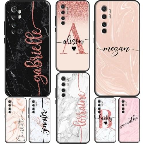 Custom Name Initials Rose Gold marble Funda For POCO X3 F2 Pro F1 Case For Xiaomi Mi Note 10 Lite Mi 10 Pro Ultra 9 T A3 Cover