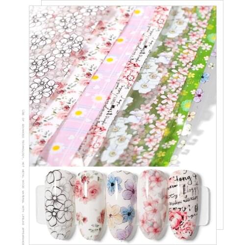 1pieces colorful flowers stickers on nails sheet transfer starry sky summer sliders for manicure Nail Art decals decoration