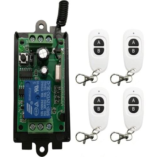 DC 9V 12V 24V 1 CH 1CH RF Wireless Mini Switch Relay Receiver Remote Controllers & White AB keys Waterproof Transmitter shutters
